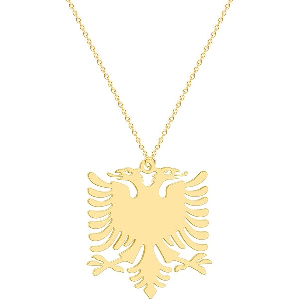 Fashion Casual Albanian Eagle Pendant Necklace For Women Men Double Headed Eagle Animal Stainless Steel Choker Chain Jewelry-image