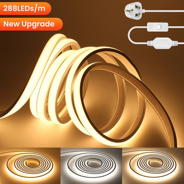 Waterproof Neon Cob Led Strip Lights 220V IP67 Flexible Tape Lamp Under Cabinet-image