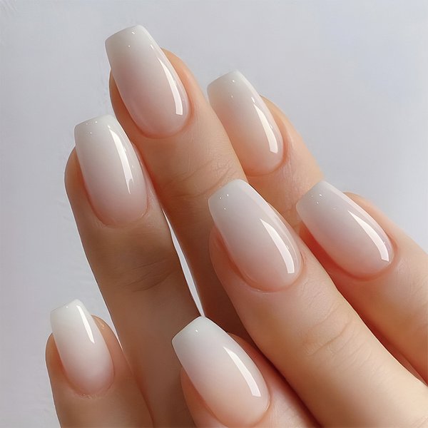 Short Glossy Short T Gradient Blooming Simple All-Match Daily Nude Color Gradient Wear Manicure European And American Foreign Trade 24 Pieces-image