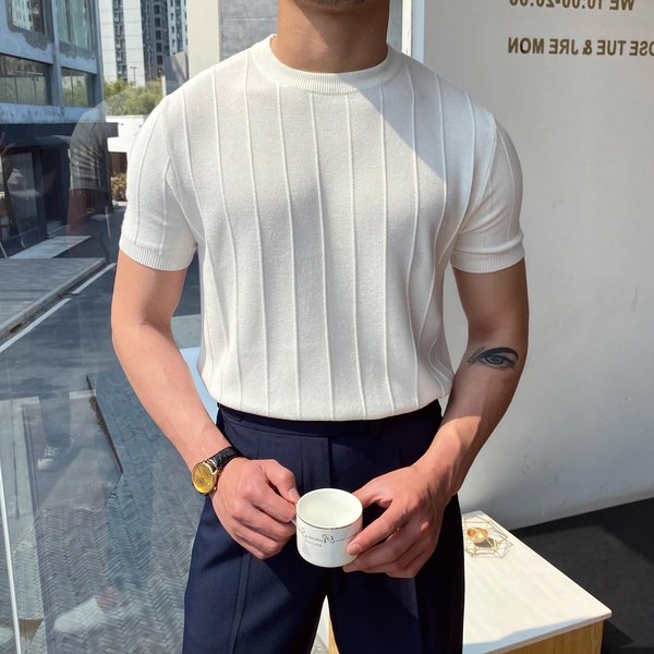 Men's Clothing T Shirt Men's Summer New Round Neck T Shirt Half Sleeve Men's Short Sleeve Thin Version Bottoming Shirt T Shirt Wool-image