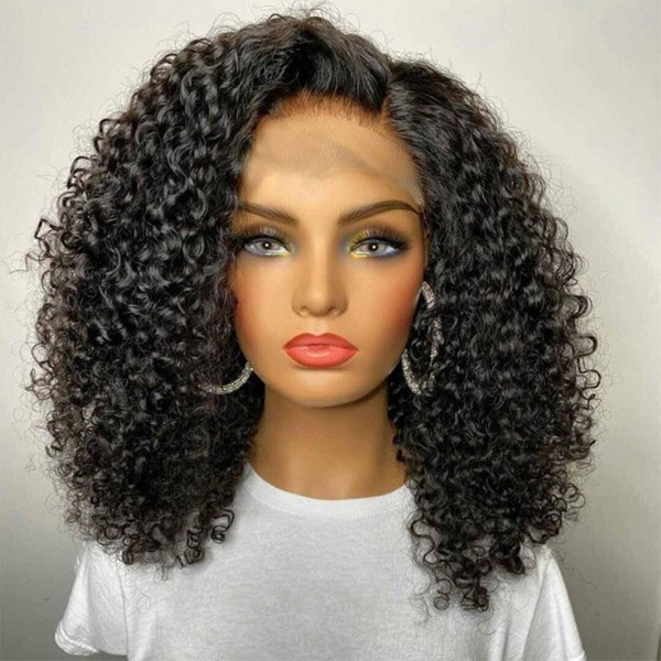 Short Kinky Curly Bob Human Hair Wig Pre Plucked Lace Frontal Closure Deep Wave Wig Glueless Curly Human Hair Bob Wigs For Women-image