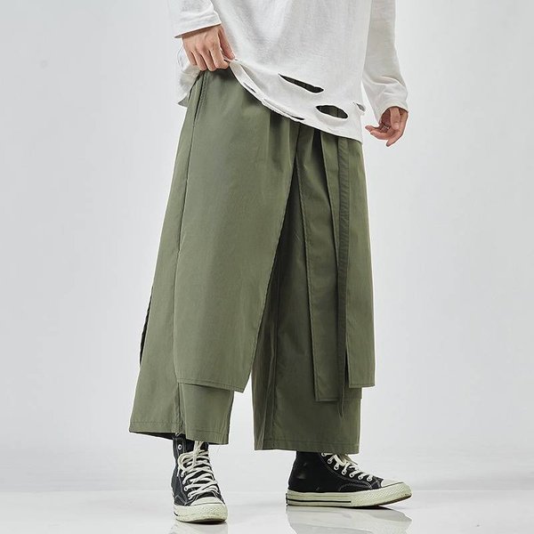 Men's Clothing New Style Men's Casual Loose Large Size Nine Point Trousers Trousers Wide Leg Trousers-image