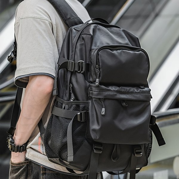 Trendy Men's Large Capacity Backpack - Lightweight Travel Bag With Tablet Compartment, Adjustable Straps & Durable Polyester For College Students