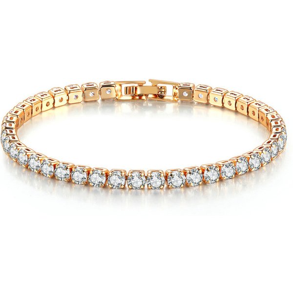 Zircon Bracelet Single Row 4Mm Round Full Diamond Tennis Chain Cross Border Hip Hop Jewelry Tennis Bracelet-image