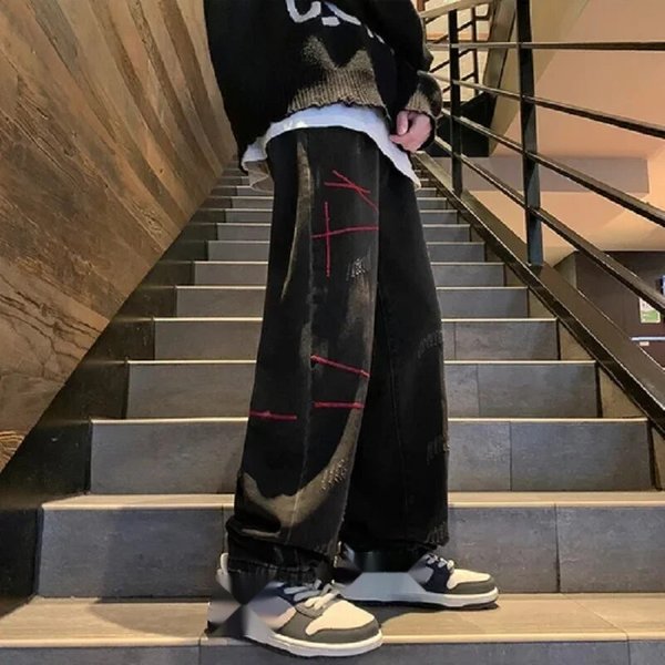 Fashion Wide Leg Jeans Men Baggy Clothes Washed Vintage S-3xl Hip Hop Streetwear Y2k Denim American Unisex Trousers