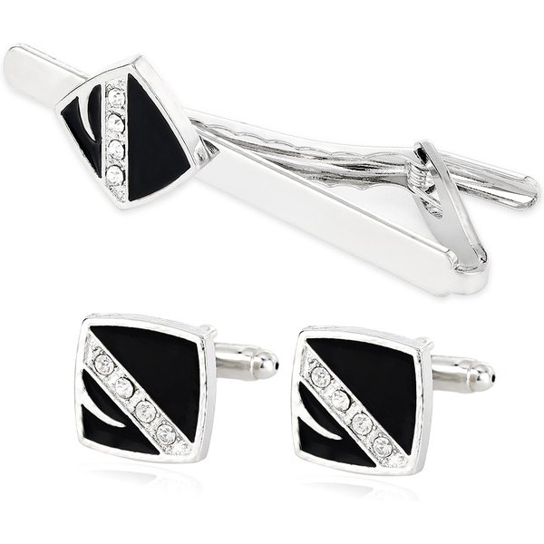 diamond striped cufflinks for men business French shirt cuff nails tie clip set gift box