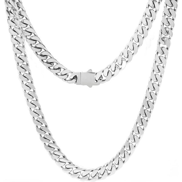 Stainless Steel Miami Cuban Chain Necklace For Men's Hip-Hop Accessories-image