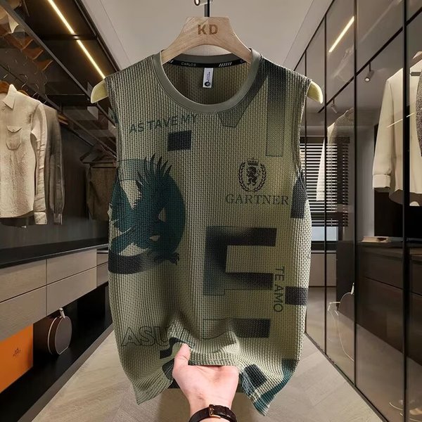 Men's Clothing Summer Ice Silk Ice Sense T Shirt Ins Personality Trend Outer Wear Sports Waistcoat Loose