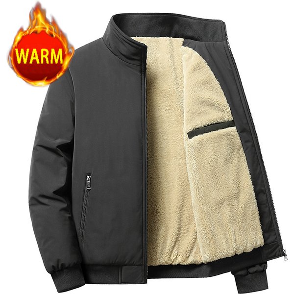 Aliexpress Plus Velvet Thickened Jacket Men's Winter Casual Jacket Men's Stand-Up Collar Cotton Suit Plus Size Coat For Men-image