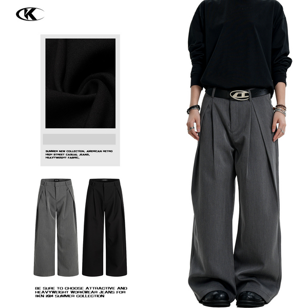 Classic Pleated Trousers For Men & Women - Relaxed Fit Wide Leg Dress Pants With Wrinkle-Free Polyester Fabric-image