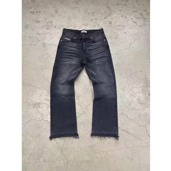 Men's Slim Fit Denim Jeans With Ripped Patches Heavy-Duty Hot Diamond Printing Trendy Royal Blue Black Vintage High Street Style