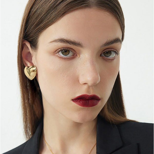 Gold Earrings For Women Heart Shaped Rose Gold Earrings K Love Simple Fashion Earrings-image