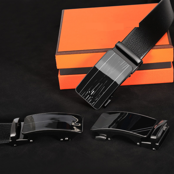 Men's Belts Men's Leather Belt Alloy Automatic Buckle Belt Glue Filling Business All Match Middle Aged And Young New Leisure High End Pants Belt Trend-image