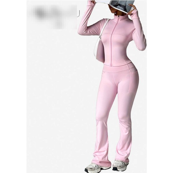 Women’s High-Waisted Yoga Set – Naked Feel Zip-Up Jacket & Flared Pocket Leggings, 4-Way Stretch & Quick-Dry For Gym, Running & Dance (12 Colors)