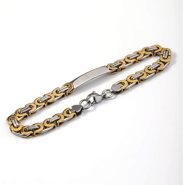 Men's Jewelry Fashion Stainless Steel Bracelet Hip Hop Gold Steel Color 6.5M Flat Link Chain Titanium Steel Handmade Bracelet-image
