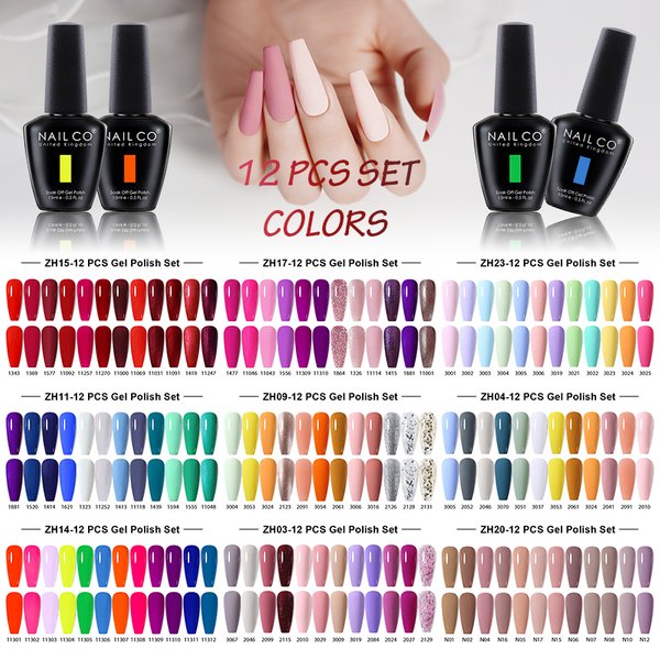Nailco 12Pcs/Set Gel Nail Polish 15Ml Led Gellak Soak Off Uv Gel Varnish Red Color Glitter Nail Gel Polish Diy Nail Art Lacquer-image