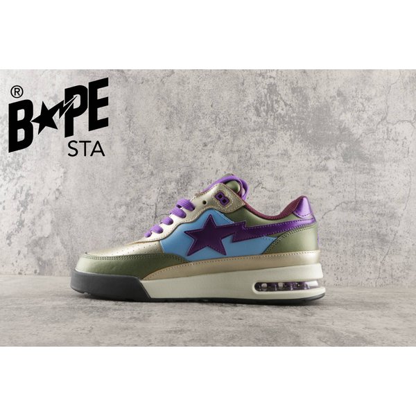 A BATHONG APE Bape ROAD STA Patent Leather Trendy Casual Low Cut Fashionable Board Shoes Green Air Max Men And Women