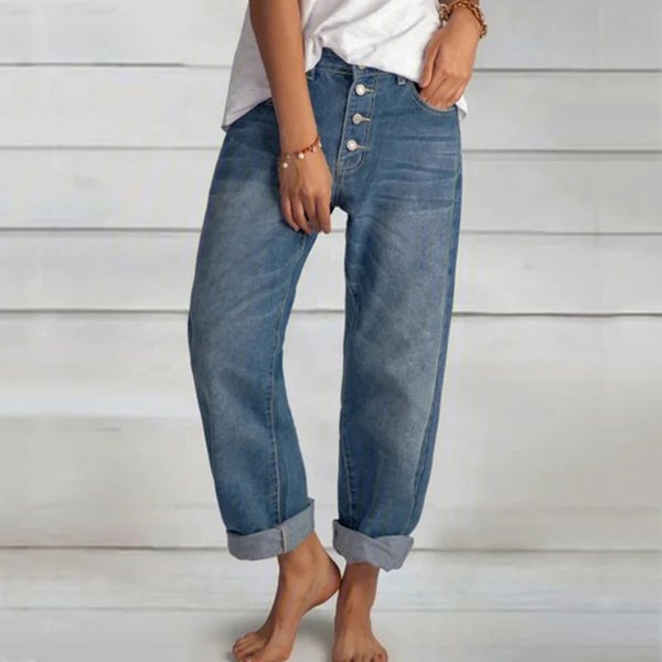 Women's Clothing New Loose Casual Versatile Simple Slimming Ladies Denim Straight Pants Women's Clothing-image