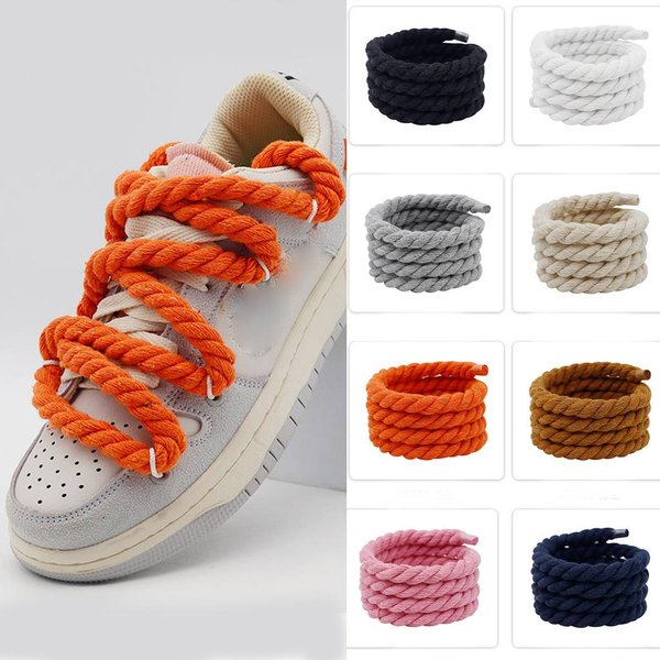 Shoelaces Kulo Gold 8Mm Hand Woven Accessories Diy Three Strand Cotton Rope Color Bold Pure Cotton Twist Decoration-image