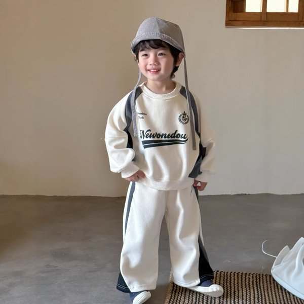 Kids' Casual Cotton Letter Print Hoodie & Pants Set - Soft Unisex Outfit For Boys & Girls (80-130Cm) Fashion Trends-image