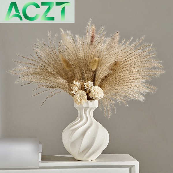 Choiceness Artisan Crackle Spiral Ceramic Vase - Dried Flower Arrangement For High-End Interior Furnishings-image