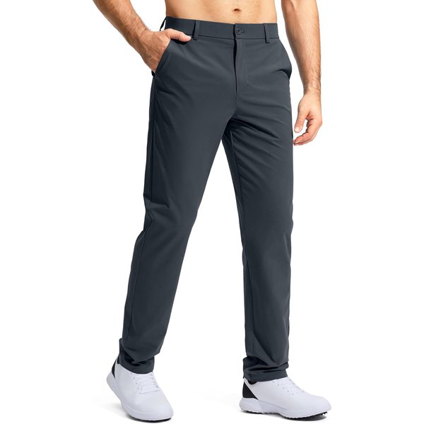 Men's Golf Stretch Work Dress Comfy Pants 30"/32"/34" Lightweight Quick Dry Casual Slacks Trousers With Pockets-image
