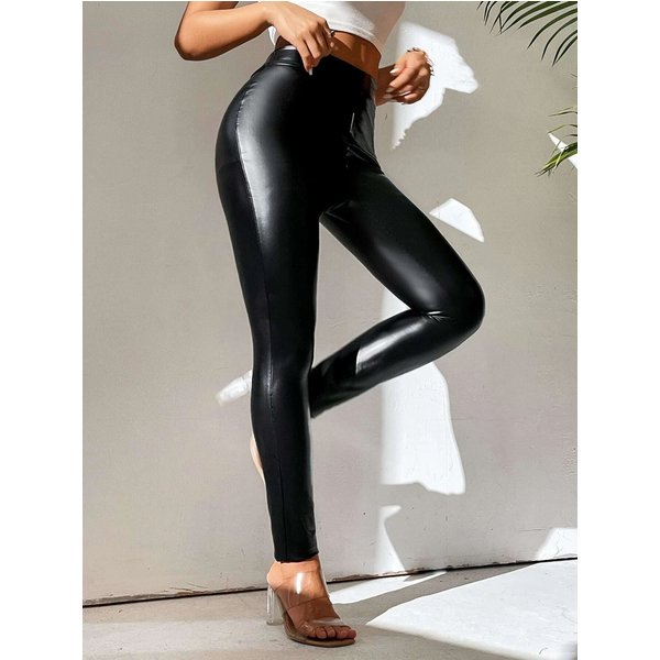 Women's Clothing Leather Pants Basic Nine-point Pants Mid-waist PU Slim Pants Hip Sexy Women's Pants
