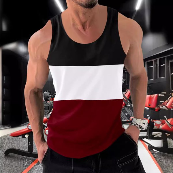 Gilet De Sport Ample Pour Homme, Coutures ContrastéEs, Couleur ContrastéE, IdéAl Pour Le Fitness Et La Course à Pied-image