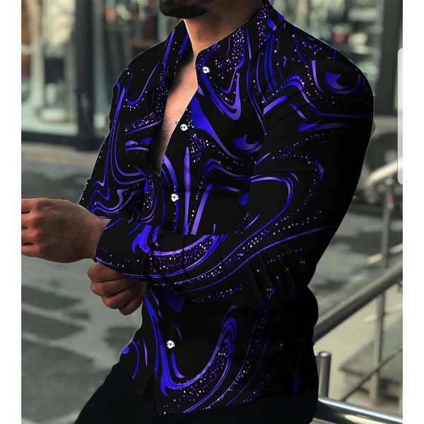 Trendy New Fashion Men's Shirt Single Breasted Shirt Pattern Printed Long Sleeved Tops Men's Clothing Cardigan-image