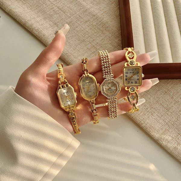 Women's Bracelet Watches Old Money Style Light Luxury Gold Watch For Women Cross Border New Fashion Quartz Watch Commuter All Match Watch-image
