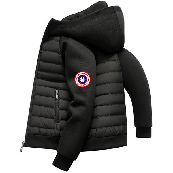Stylish Lightweight Puffer Jacket For Men – Slim-Fit Hooded Coat With Color Blocking (Black/Grey)