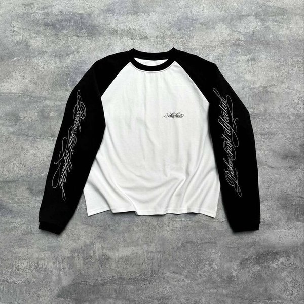 Trendy Oversized Y2k Print Long Sleeve T-Shirt - Soft Polyester Crew Neck Top For Streetwear & Casual Outfits