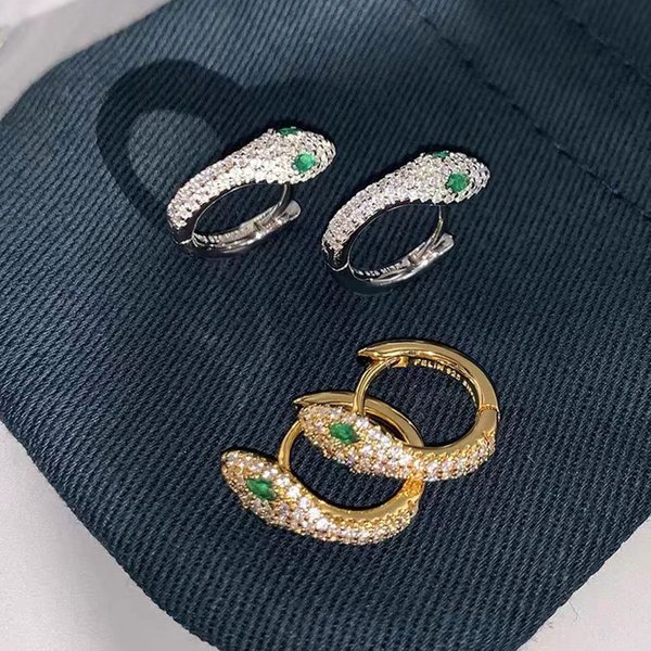 Snake Shaped Earrings With Diamond Inlay For Women, Zircon Snake Earrings, Ear Buckles For Men, Light And Luxurious High-End Ear Jewelry-image