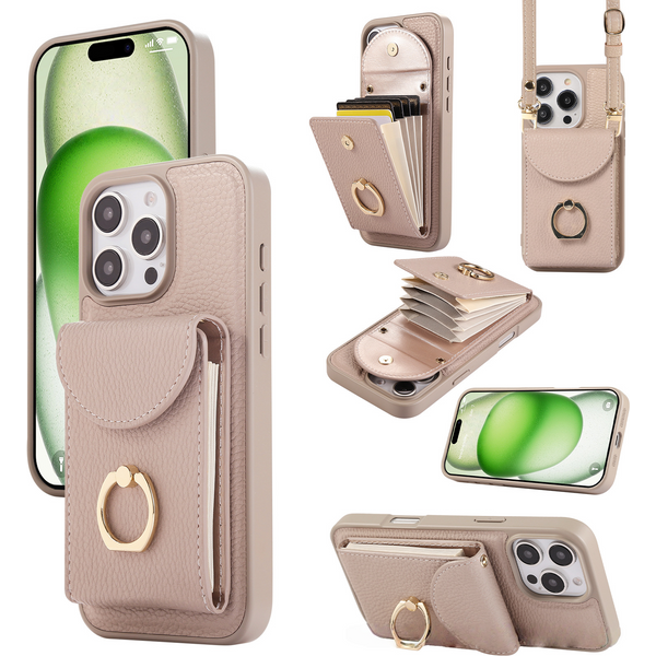 Suitable For Apple 17 Pro Max Mobile Phone Leather Case Card Slot 16 Crossbody Mobile Phone Case Protective Cover