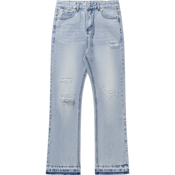 Men's Clothing Trendy Brand Washed Old Loose Men's Hole Cleanfit Jeans-image