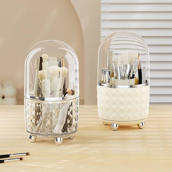 Makeup Tools & Accessories Cosmetic Storage Box High End Light Luxury Desktop Makeup Brush Storage Rotatable Dressing Table Dustproof Storage Bucket-image