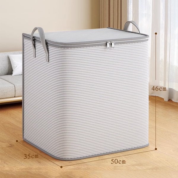 Striped Non Woven Double Handle Large Capacity Quilt Dust Bag Luggage Moving Packing Bag Clothes Finishing Bag-image