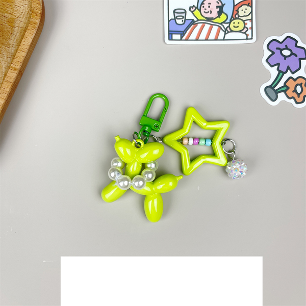 Diy Candy Colored Balloon Dog Pendant Bubble Dog Bag Pendant Cute Keychain Gift Five Pointed Star Handmade-image