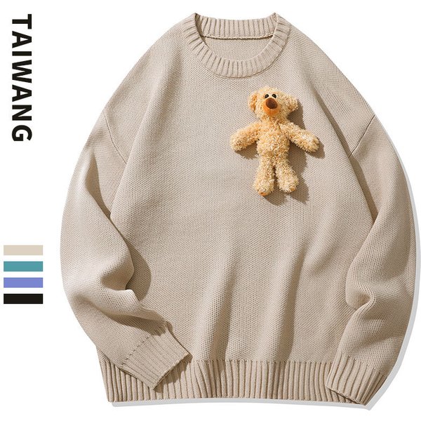 Men's Clothing Autumn and Winter New Style Knitted Sweater Men Loose Solid Color Sweater