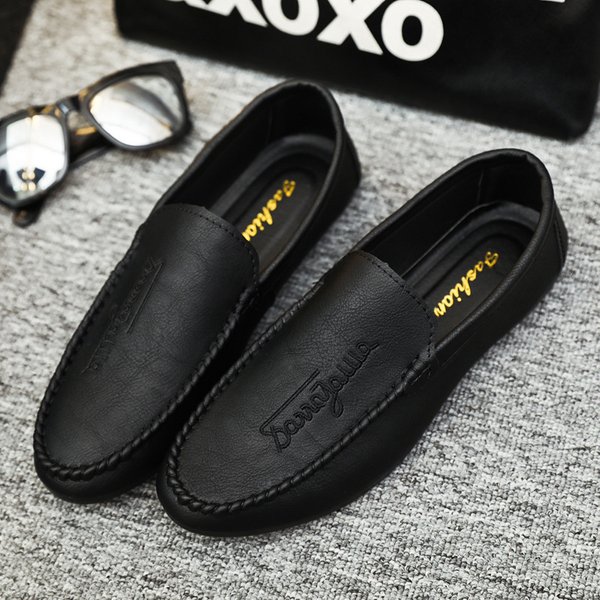 2025 Spring Summer New Men's Loafers Comfortable Flat Casual Shoes Men Breathable Moccasins Slip-On Soft Leather Driving Shoes-image