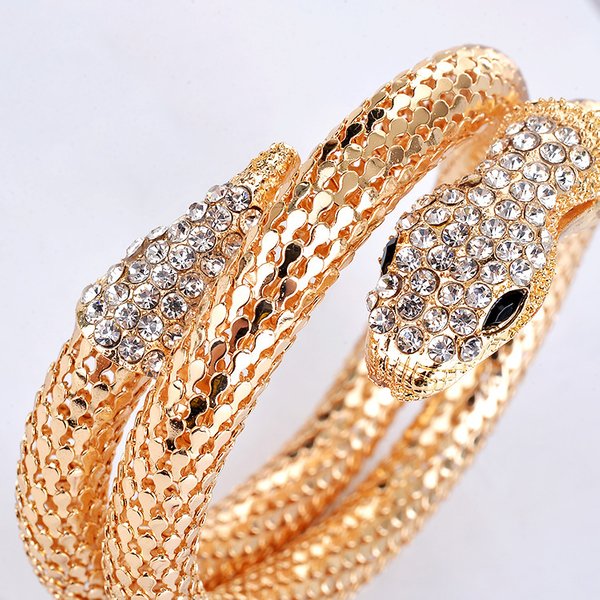 1Pc Punk Gold Color Snake Bangle Retro Club Snake Spiral Bracelet Upper Arm Cuff Armlet Armband Bangle Jewelry Gifts-image