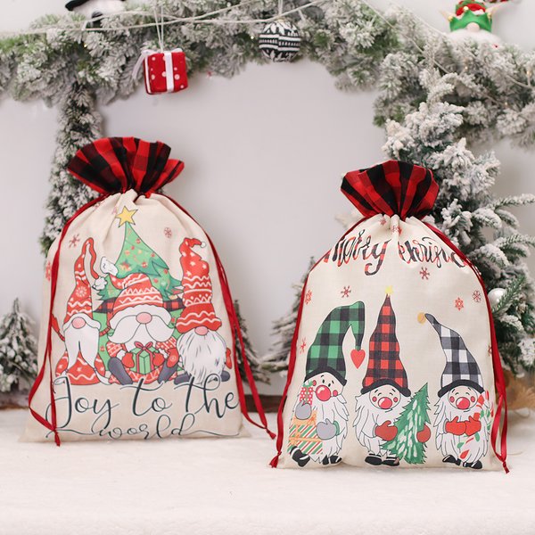 Home & Garden Christmas Decorations Cartoon Large Drawstring Gift Bag Faceless Doll Gift Bag Forester Candy Bag Wholesale-image