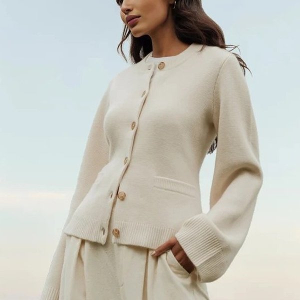 Luxury Knit Cardigan For Women - Soft & Cozy Oversized Sweater Coat With Buttons, Elegant Casual Style For Fall & Winter (Ivory, Taupe, Black)-image
