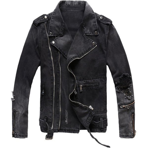 Veste De Moto Style Punk Pour Homme, Veste En Jean Noir Slim, DéContractéE Et Polyvalente, Pour Jeunes, Automne Et Hiver 403-image
