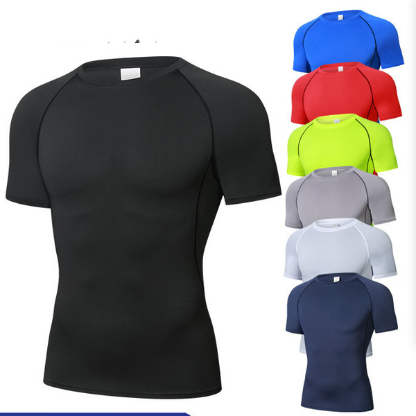 Men's Clothing Sports Elite Short Sleeved Quick Drying Clothes For Men Running Basketball Training Bottoming Shirt Elastic And Breathable Tights