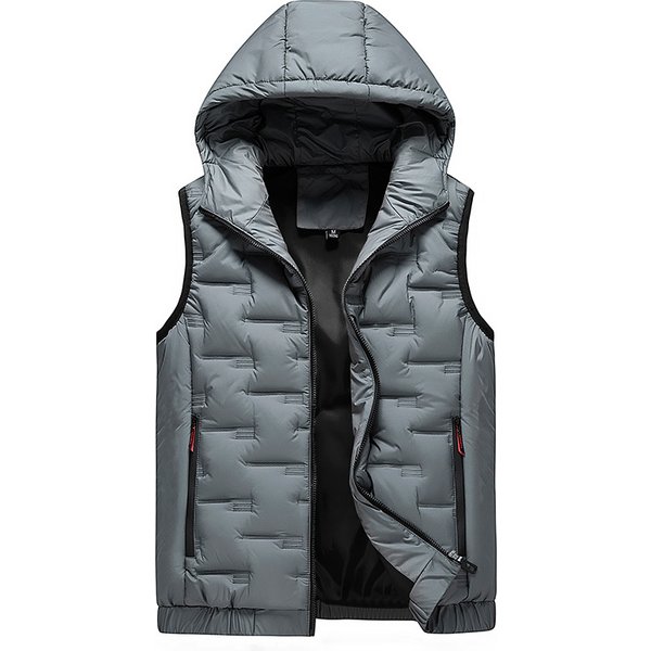 Men's Clothing Hooded Vest Men's Cotton Vest Fashion Casual Sports Sleeveless Coat Cardigan Clip-image
