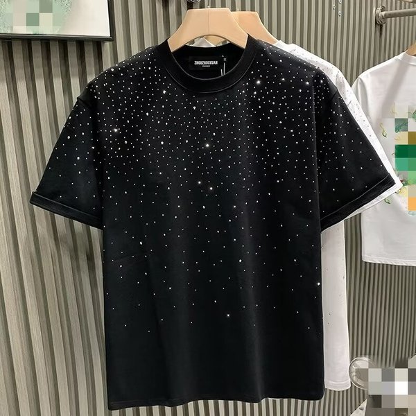 2026 Summer Fashion Men's Short-Sleeved T-Shirt With Star Embroidery And Glittered Beads On The Sleeve And Half-Sleeve T-Shirt