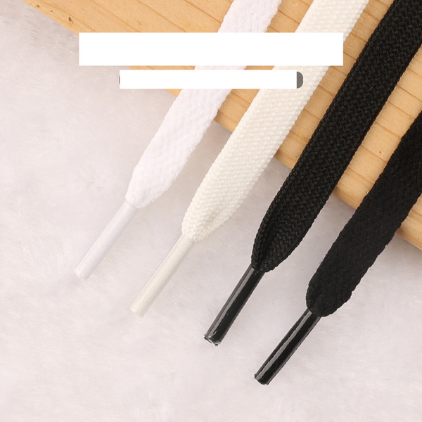A- Standard High-Top Canvas Shoelaces Single And Double-Layer Black And White Flat Thick Small White Shoelaces-image