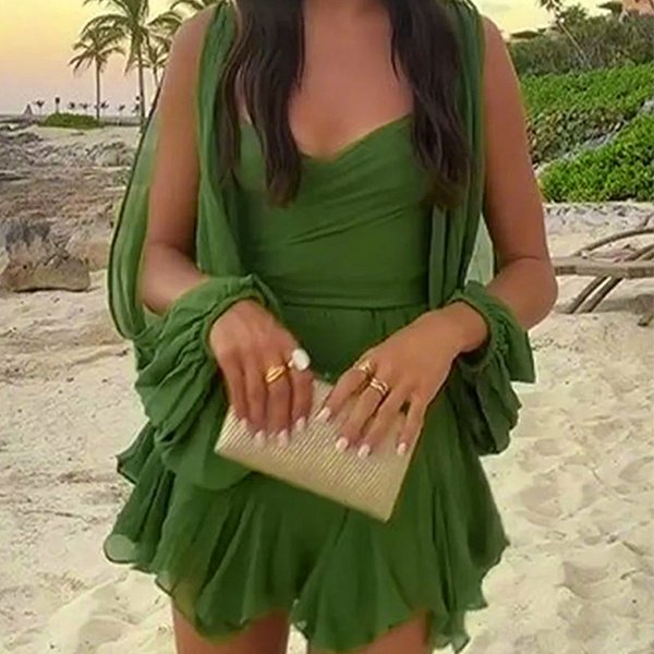 Women's Clothing Elegant V-Neck Backless Wrap Dress – Long Sleeve Belted Mini Dress For Women, Chic & Versatile