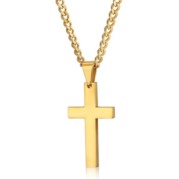 Fashion Cross Necklace Women Men Stainless Steel Christian Charm Necklace Boys Girls Punk Hip Hop Friendship Jewelry-image